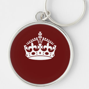 Porte-clés Garder calme Couronne Bourgogne rouge Accent
