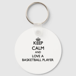 Porte-clés Gardez le calme et aimez un joueur de basket-ball