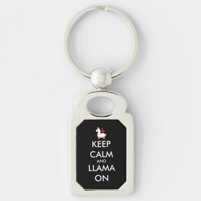 Porte-clés Gardez le calme et le lama dessus (Devant)