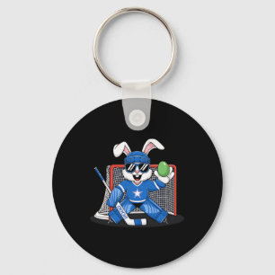 Porte-clés Gardien de but de hockey sur glace du lapin de Pâq