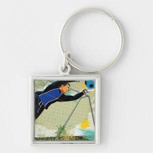 Porte-clés Gardien de but du football bloquant la boule