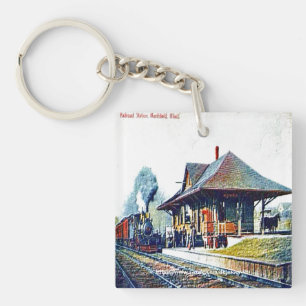 Porte-clés "Gare ferroviaire Vintage-Northfield, Masse"