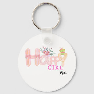 Porte-clés gâteau à la crème pour fille heureuse