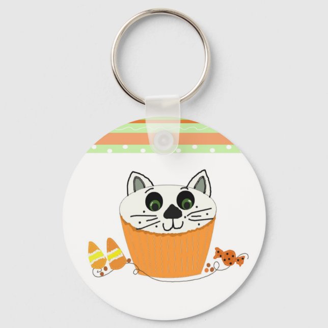 Porte-clés Gâteau cupcake de chat d'Halloween (Recto)