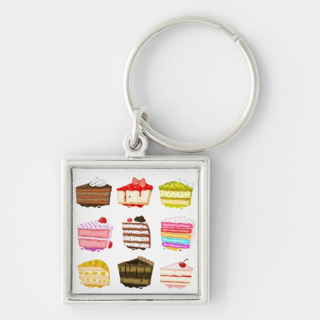 Porte-clés Gâteau d'anniversaire de gâteau mignon avec crème  (Devant)