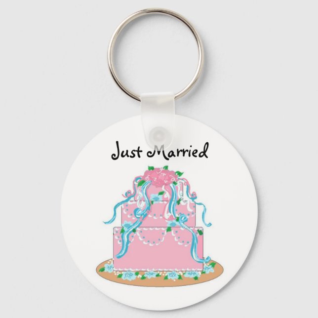 Porte-clés Gâteau de Mariage Nouvellement Mariés (Recto)