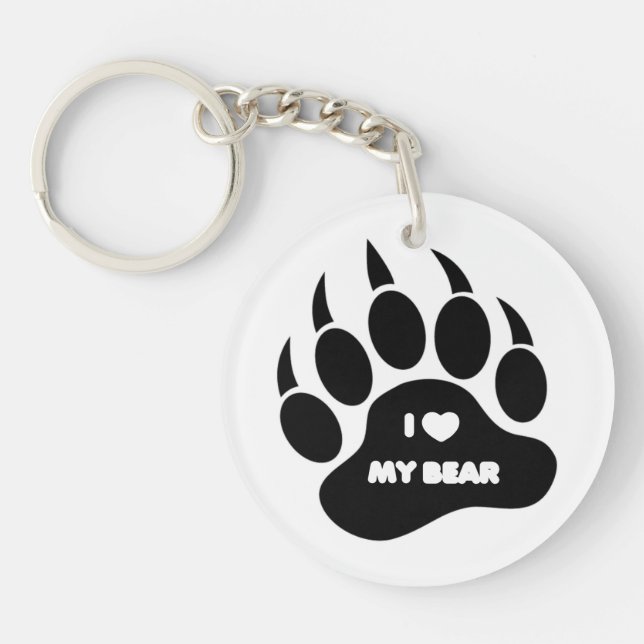 Porte-clés Gay Bear Pride Bear Paw J'adore Mon Ours (Devant)