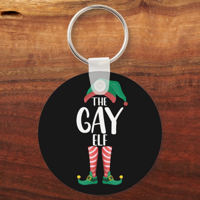Porte-clés Gay Elf LGTBQ Correspondant Famille de Noël (Recto)