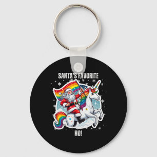 Porte-clés Gay Père Noël équitation Unicorn Favori Ho Funny L