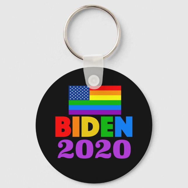 Porte-clés Gay pride arc-en-ciel Biden 2020 (Recto)