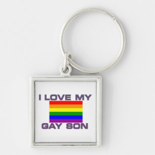 Porte-clés Gay Support l love mon fils gay rainbow flag