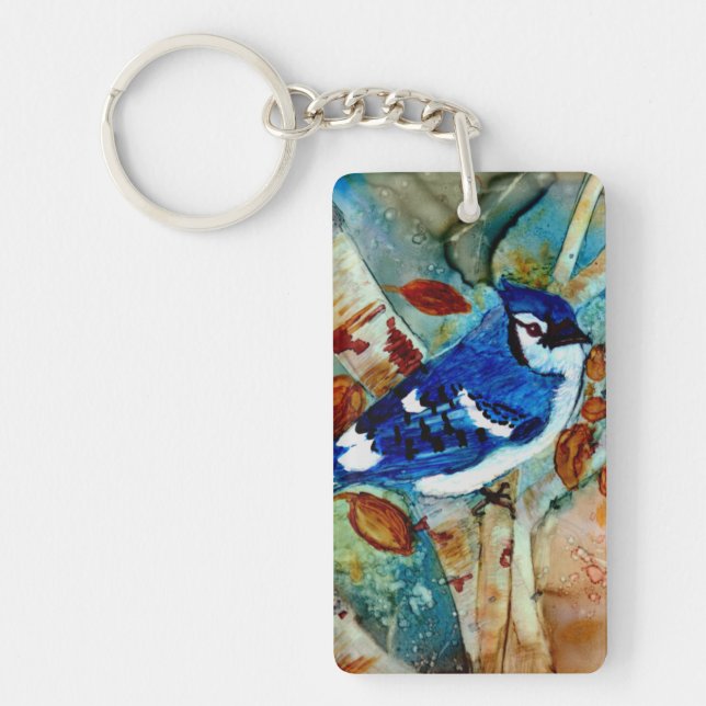 Porte-clés Geai bleu dans l'arbre (Devant)