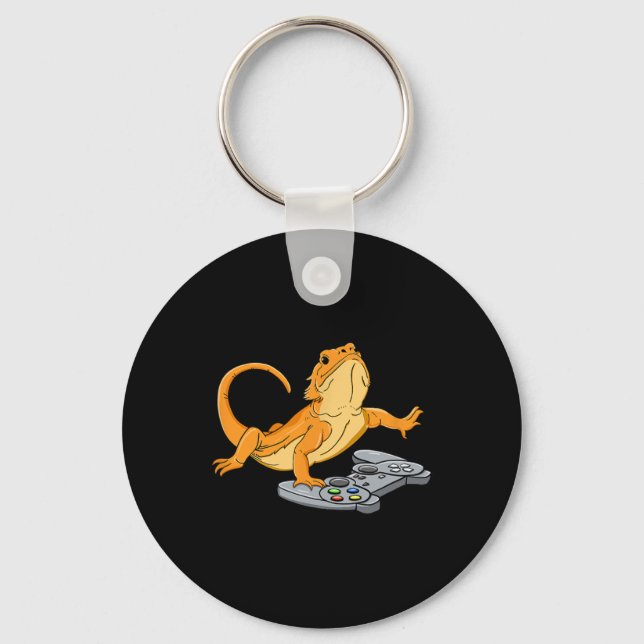 Porte-clés Gecko de jeu vidéo de gamer lézard dragon  (Recto)