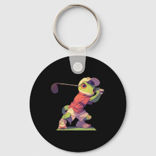 Porte-clés Gecko Jouant au Golf Joueur de Golf Drôle Lézard