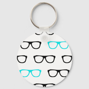 Porte-clés geek lunettes bleu geek