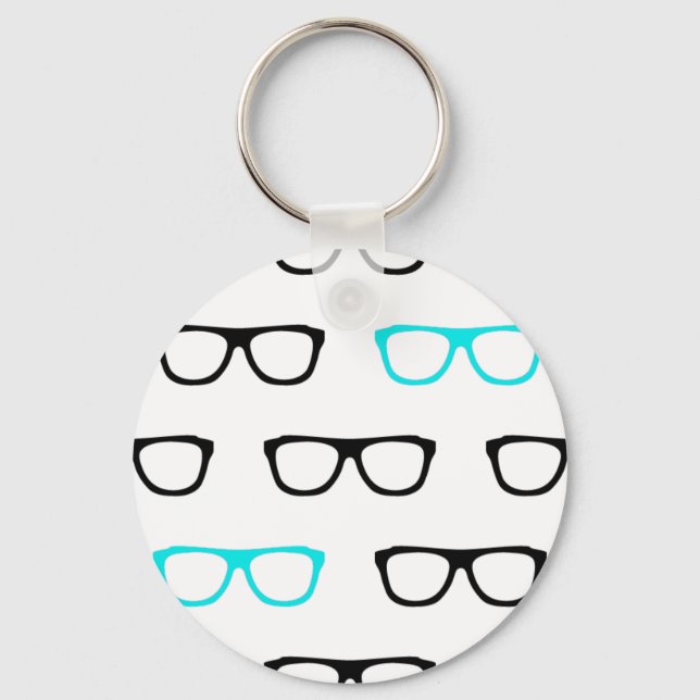 Porte-clés geek lunettes bleu geek (Recto)