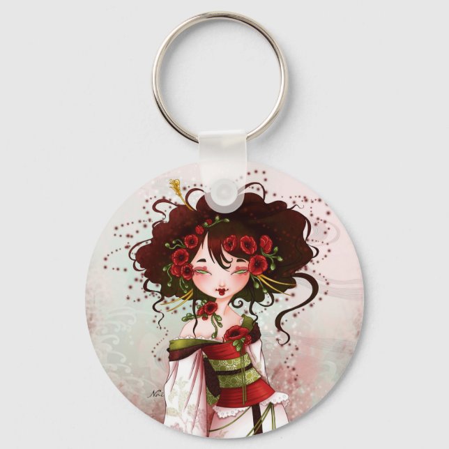 Porte-clés Geisha coquelicot (Recto)