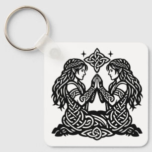 Porte-clés Gémeaux — Jumeaux du zodiaque de l'encre hantée
