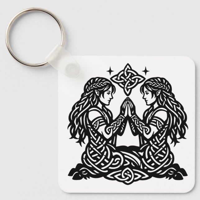 Porte-clés Gémeaux — Jumeaux du zodiaque de l'encre hantée (Recto)