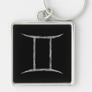 Porte-clés Gémeaux. Signe d'astrologie de zodiaque. Noir