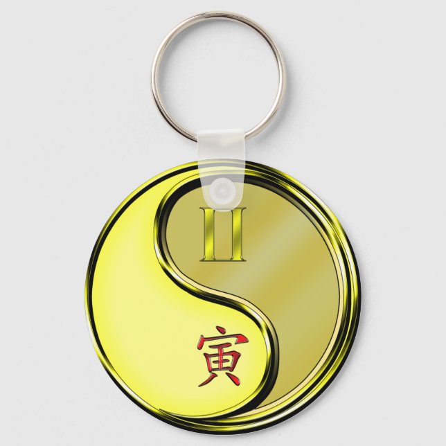 Porte-clés Gemini et tigre métallique (Recto)