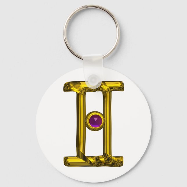 Porte-clés GEMINI GOLD ZODIAC ANNIVERSAIRE JEWEL Astrologie (Recto)