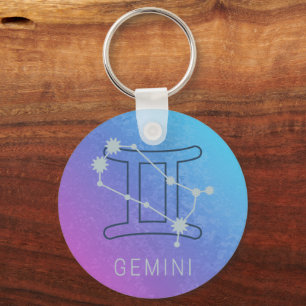 Porte-clés Gemini Zodiac Star Sign Watercolor