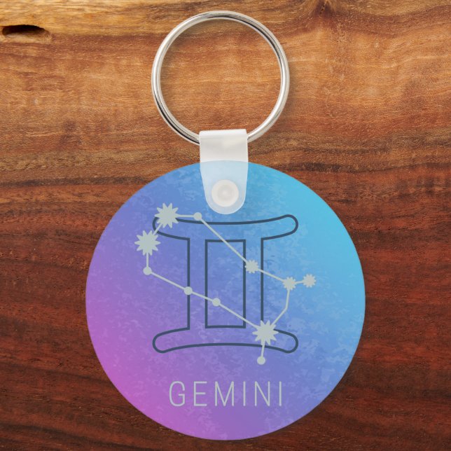 Porte-clés Gemini Zodiac Star Sign Watercolor (Recto)