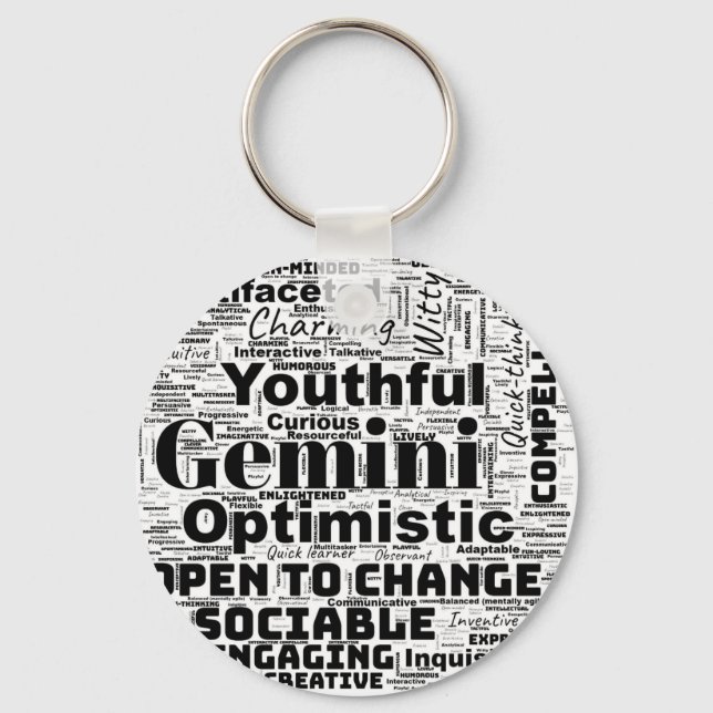 Porte-clés Gemini Zodiac Word Cloud Inspiration Porte - clé (Recto)
