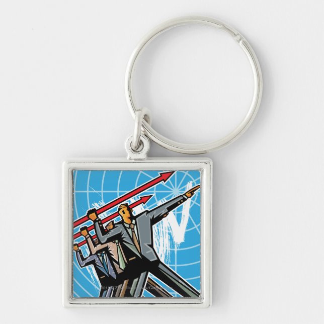 Porte-clés Gens d'affaires jetant le signe de flèche (Devant)