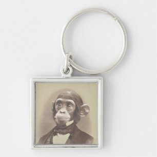 Porte-clés Gentleman Chimpanzé en photo Vintage