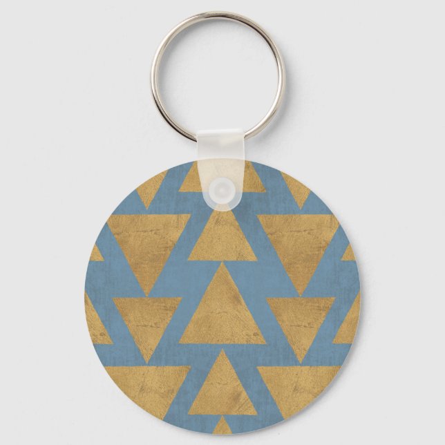 Porte-clés Geo Step extérieur | Motif Gold & Blue (Recto)