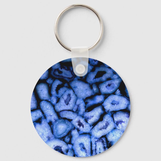 Porte-clés Géodes Agate Quartz Bleu (Recto)