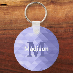 Porte-clés Géométrie de triangle violet carré Monogramme