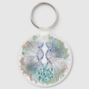 Porte-clés Géométrie sacrée ADN Hélice Cristal Science Art