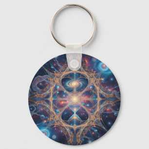 Porte-clés Géométrie sacrée cosmique Art de mandala de galaxi