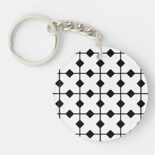 Porte-clés Géométrique moderne, Diamants - Noir et Blanc