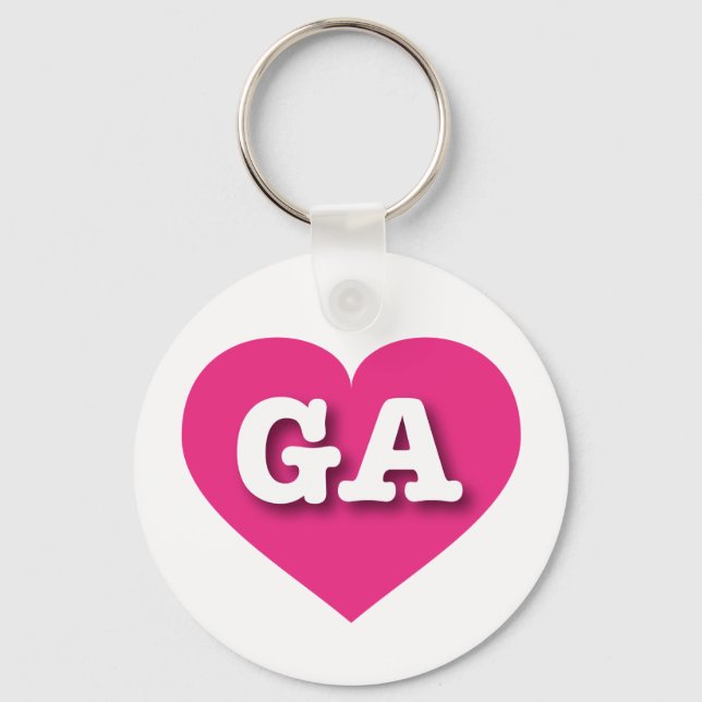Porte-clés Georgia Hot Pink Heart - J'aime GA (Recto)