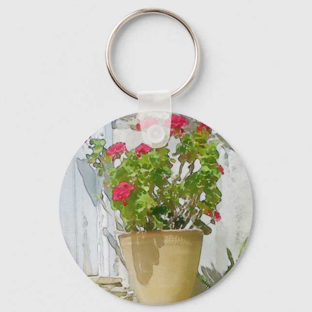 Porte-clés Géranium de couleur rouge (Recto)