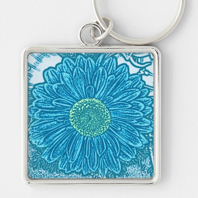 Porte-clés Gerbera Daisy Block Imprimer - bleu marine (Devant)