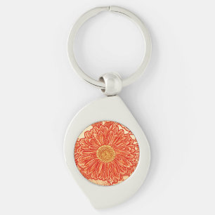 Porte-clés Gerbera Daisy Block Imprimer - safran orange
