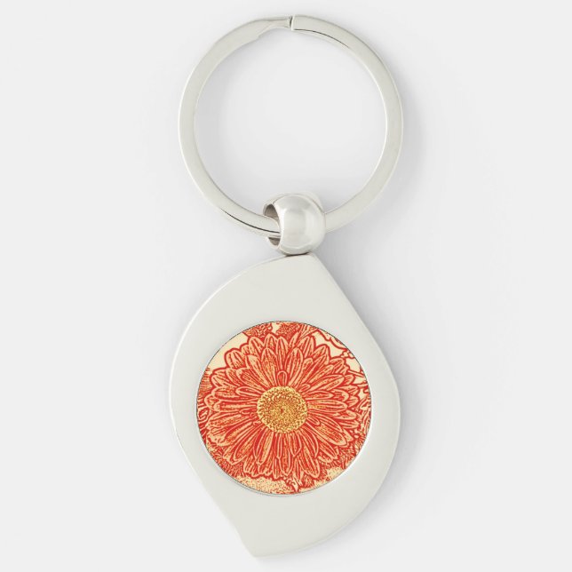Porte-clés Gerbera Daisy Block Imprimer - safran orange (Devant)