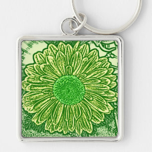 Porte-clés Gerbera Daisy Block Imprimer - vert citron