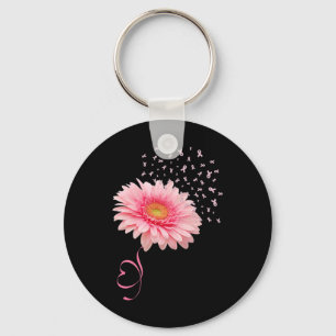 Porte-clés Gerbera Daisy Fleur Ruban Pollen Cancer du sein M