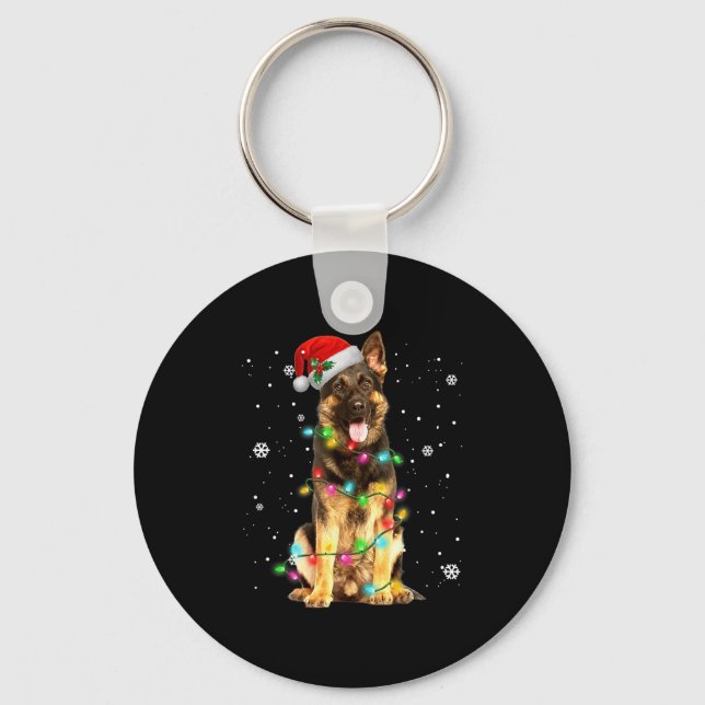 Porte-clés German Shepherd Dog Tree Christmas Sweater Xmas Do (Recto)