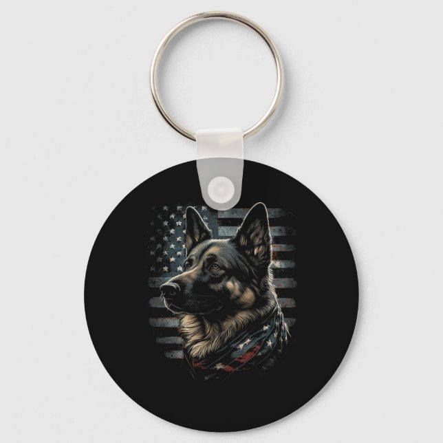 Porte-clés German Shepherd Usa Flag Patriotic Shepherd  (Recto)
