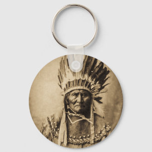 Porte-clés Geronimo in Head Dress Vintage Portrait Sepia