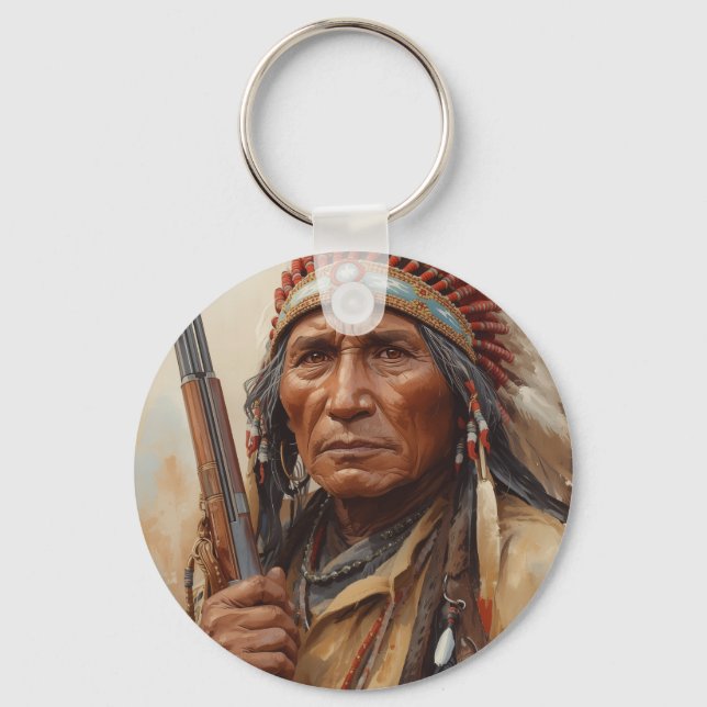 Porte-clés Geronimo Indian Chief Warrior Portrait (Recto)