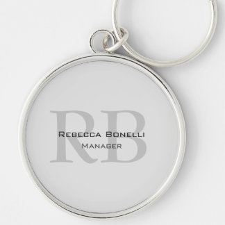 Porte-clés Gestionnaire de monogrammes gris blanc arrondi