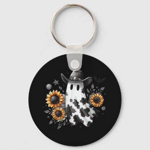 Porte-clés Ghost mignon En Casquette Cowboy Avec Tournesol Oc